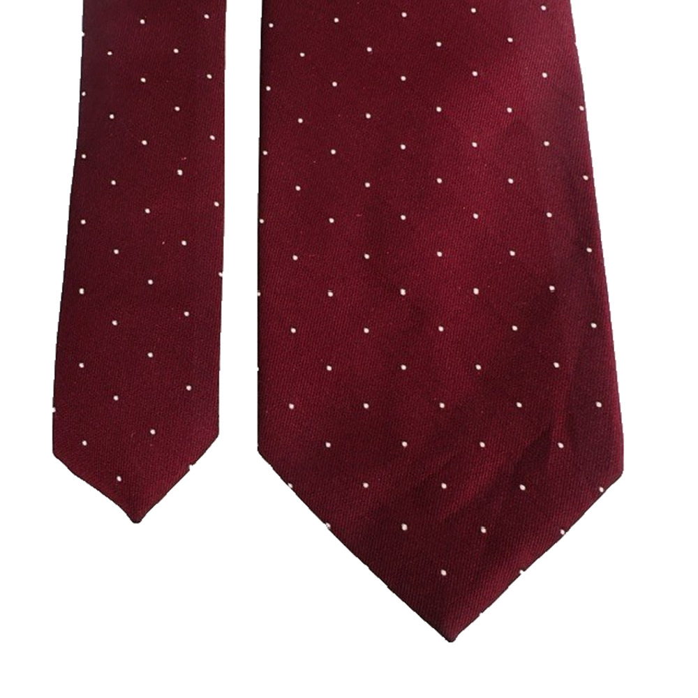 Taylor Ltd. Necktie Red(maroon) Subtle white polka dot Preppy Business VTG